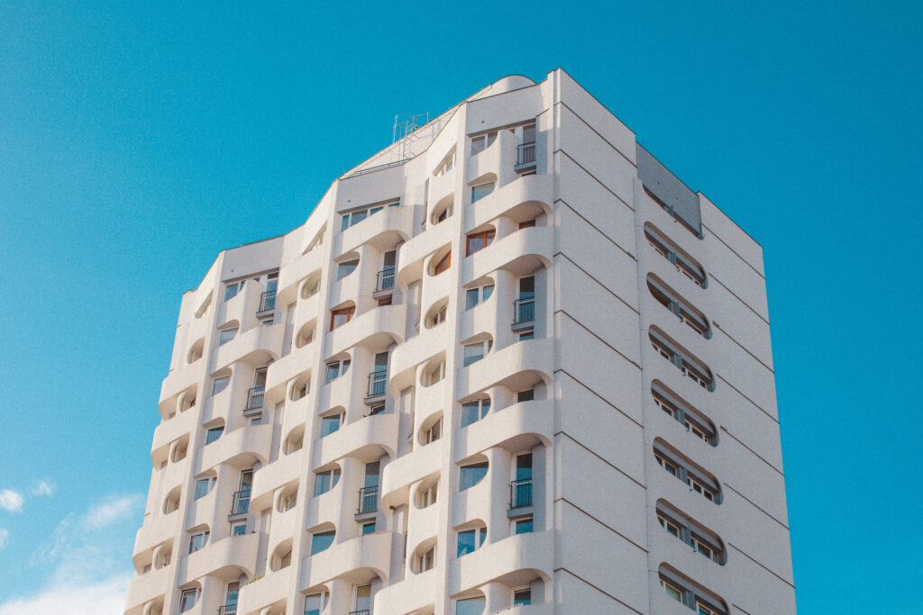 Wroclaw Manhattan architecture photography, brutalist residential complex designed by Jadwiga Grabowska-Hawrylak, shot on Canon 5Dmk2.